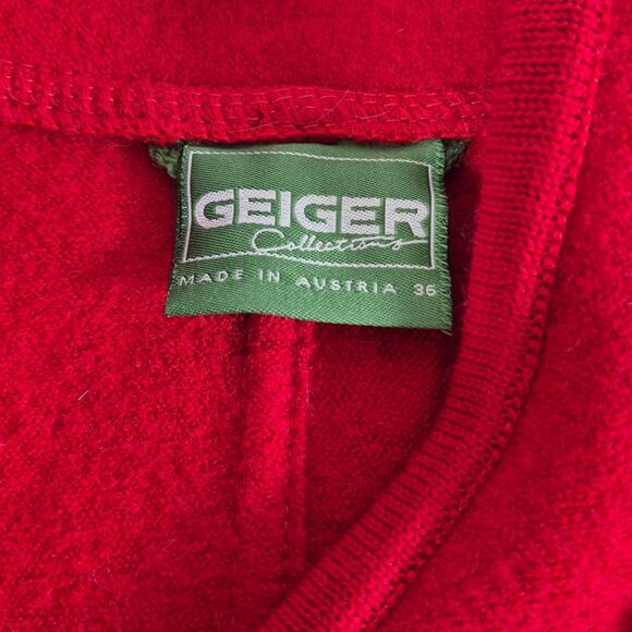 Geiger Austria Red Wool 3/4 Length Button Up Coat Jacket Button Front Pockets 36 - Picture 4 of 6